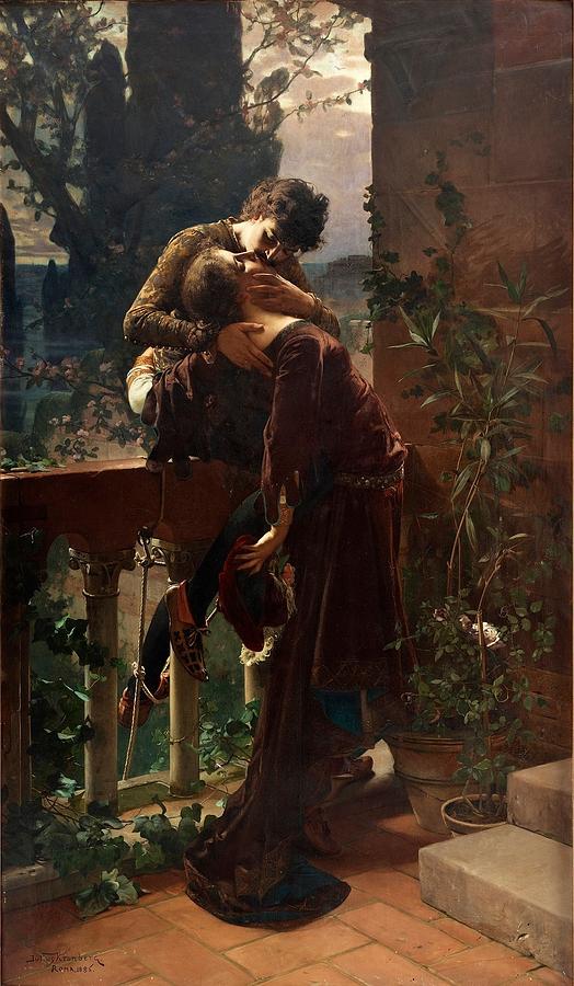 Woman Painting - The Kisss by Julius Kronberg
