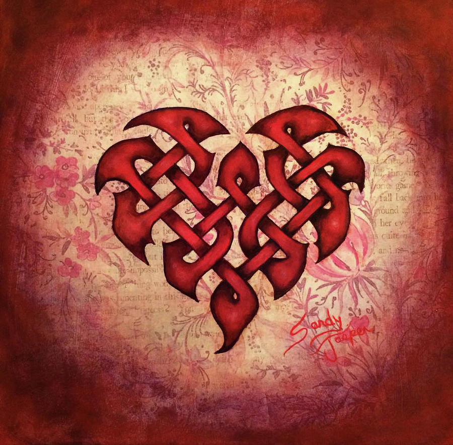 Valentines Day Painting - The Knotty Heart, 3 by Sandy Jasper