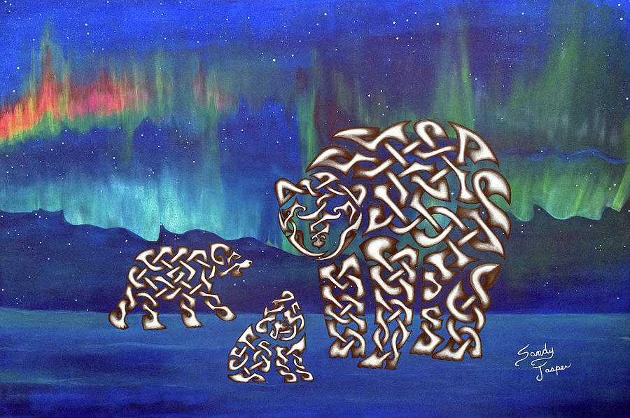 Polar Bears Painting - The Knotty Polar Bears by Sandy Jasper Polar Bears Painting - The Knotty Polar Bears by Sandy Jasper
