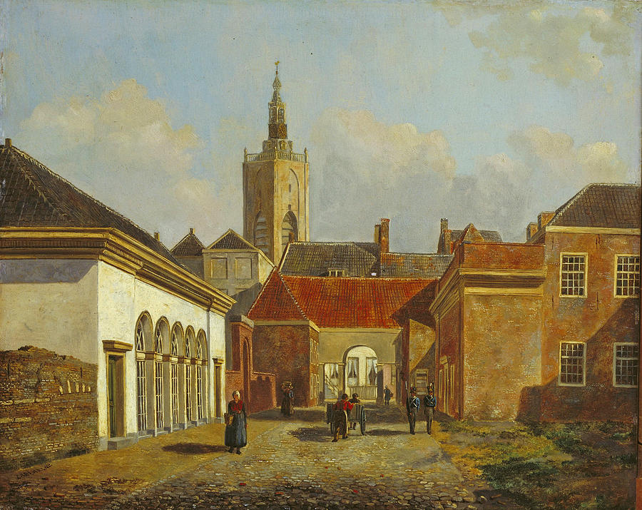 The Korte Lombardstraat. The Hague Painting by Carel Jacobus Behr