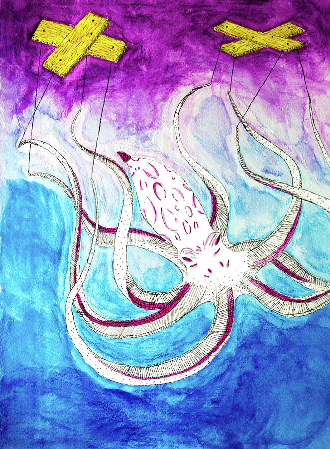 Watercolor Mixed Media - The Kraketeer by Will Leffert Watercolor Mixed Media - The Kraketeer by Will Leffert