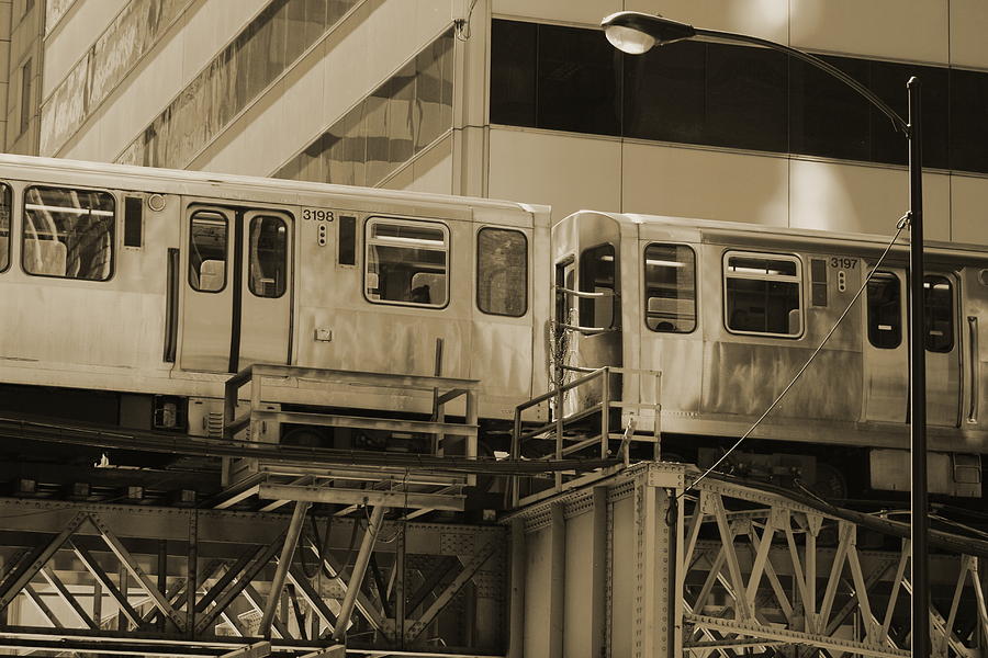 The L Downtown Chicago in Sepia Photograph by Colleen Cornelius The L Downtown Chicago in Sepia Photograph by Colleen Cornelius