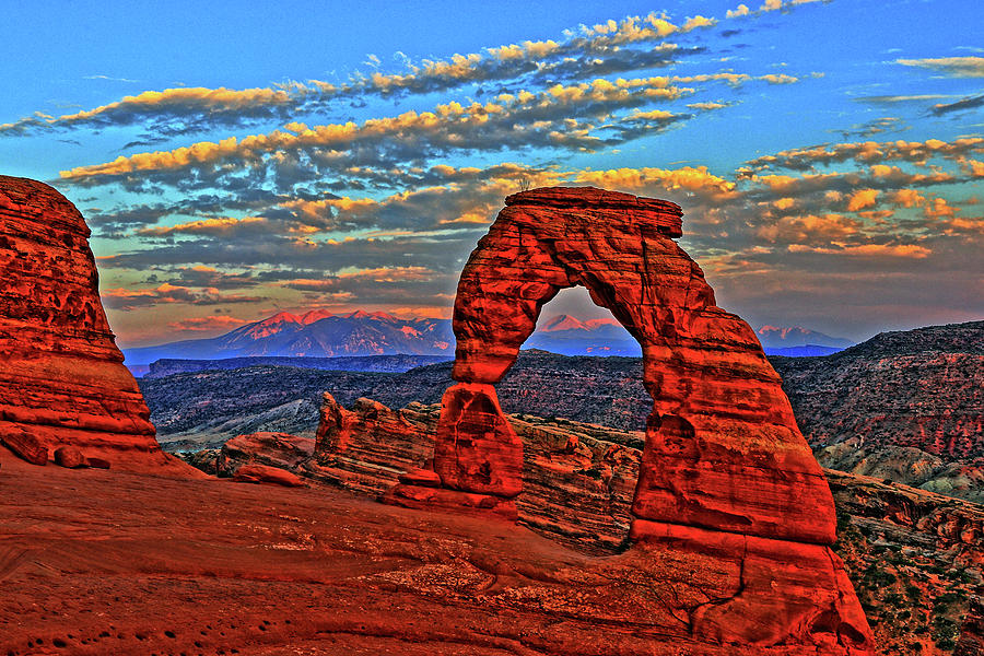 The La Sal Mountains and Arch Photograph by Scott Mahon