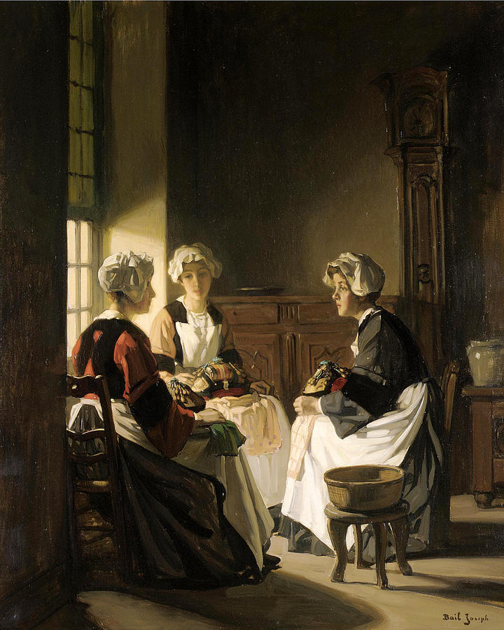 Joseph Bail Painting - The Lacemakers by Joseph Bail