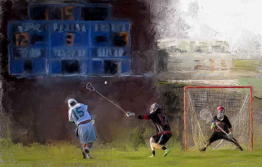 Sports Painting - The Lacrosse Shot by Scott Melby