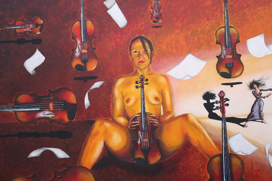 The Lady Dancing With Eight Violins In Eight Nights In A Row Painting by Jose Tello The Lady Dancing With Eight Violins In Eight Nights In A Row Painting by Jose Tello