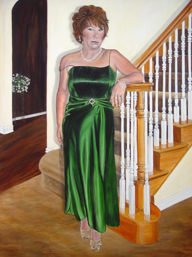 The Lady in Green Painting by Bonnie Peacher