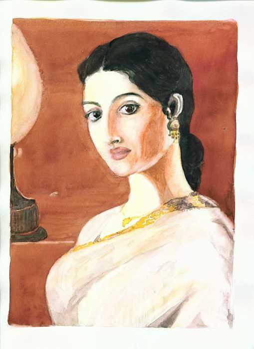 Lady Painting - THe lady with the light by Mousumi Mani Lady Painting - THe lady with the light by Mousumi Mani