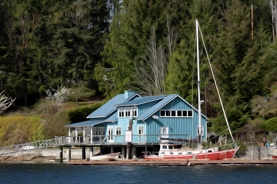 The Lake House - Digital Oil Digital Art by Birdly Canada