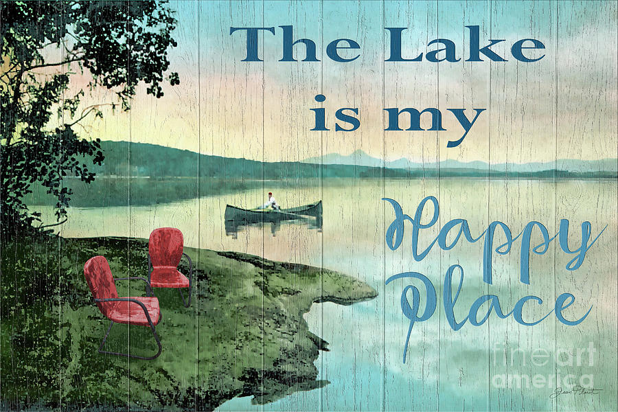 The Lake is My Happy Place-A Painting by Jean Plout