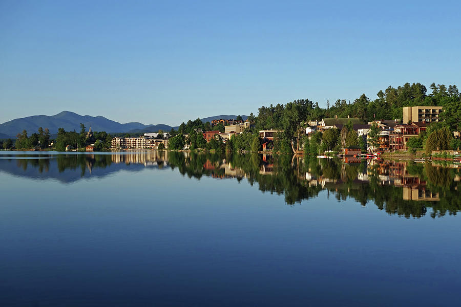 The Lake Placid Waterfront  Reflection Lake Placid New York Adirondacks Photograph by Toby McGuire