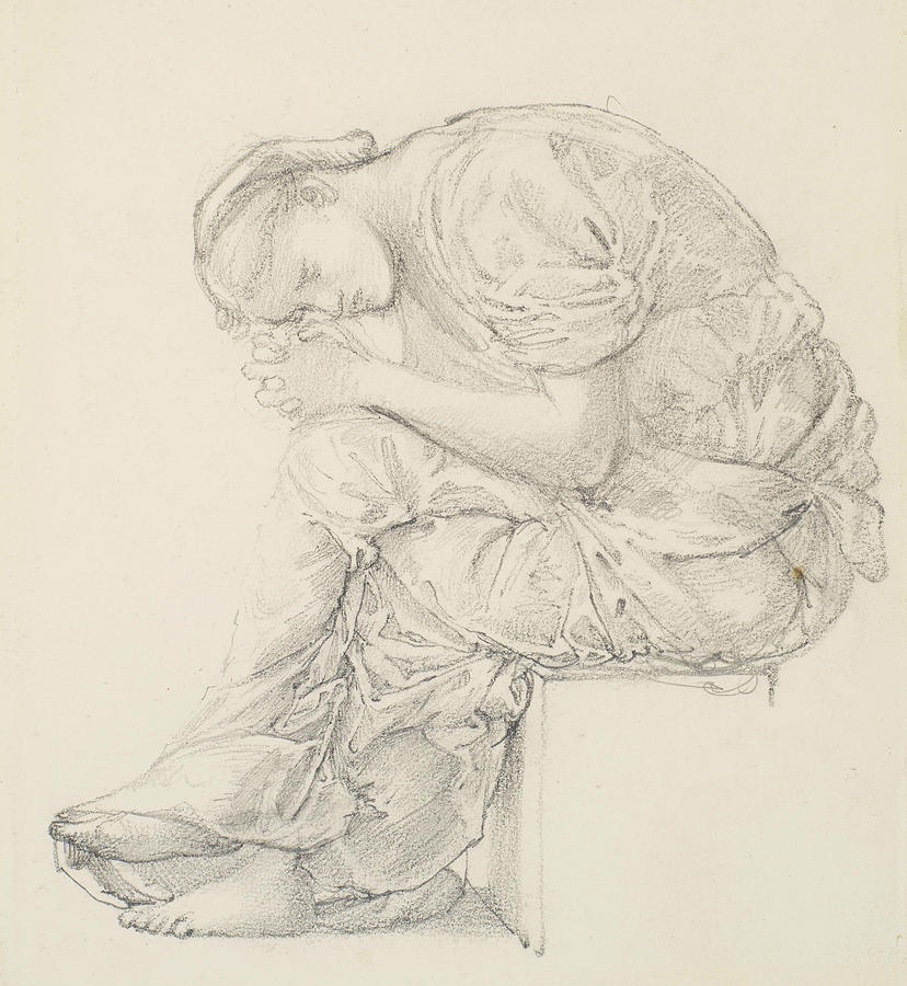 The Lament Drawing by Edward Burne-Jones