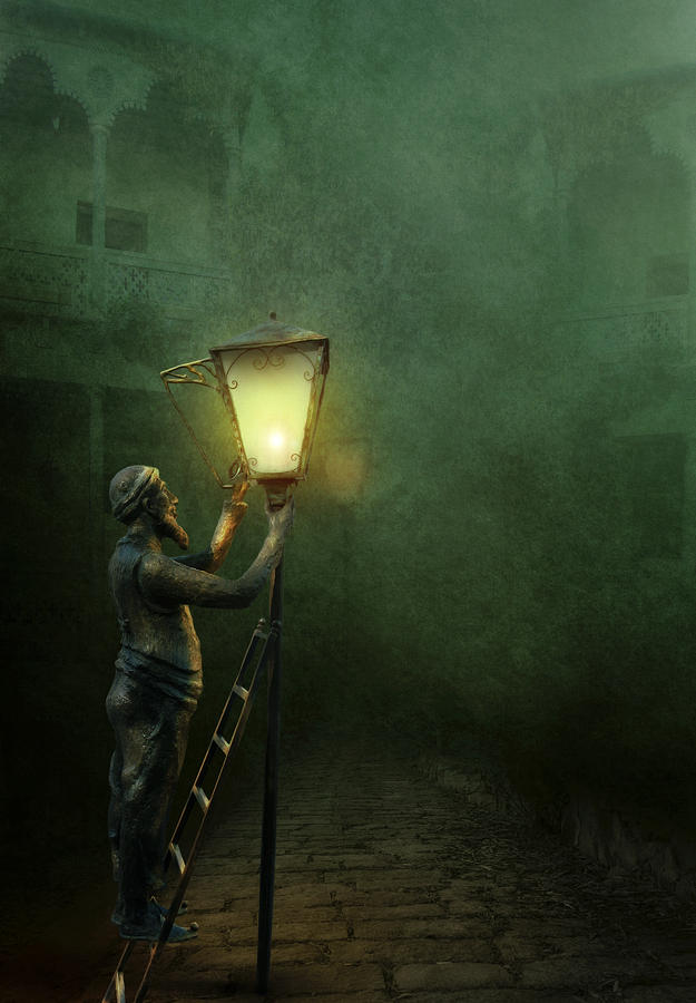 Fantasy Digital Art - The lamplighter by Margarita Nizharadze