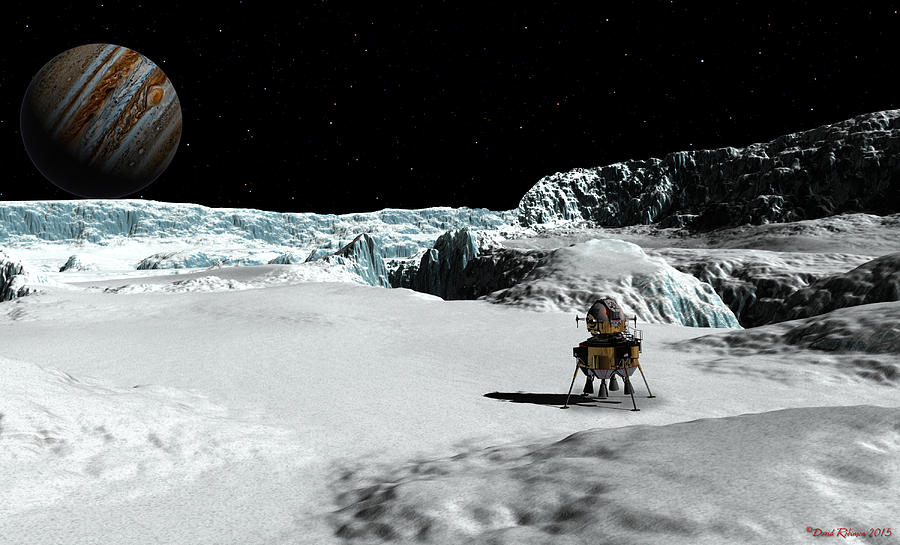 Space Digital Art - The Lander Ulysses on Europa by David Robinson