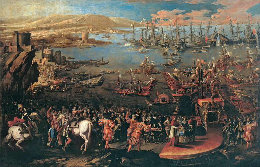 The Landing of the Infanta Maria at Naples Painting by Domenico Gargiulo