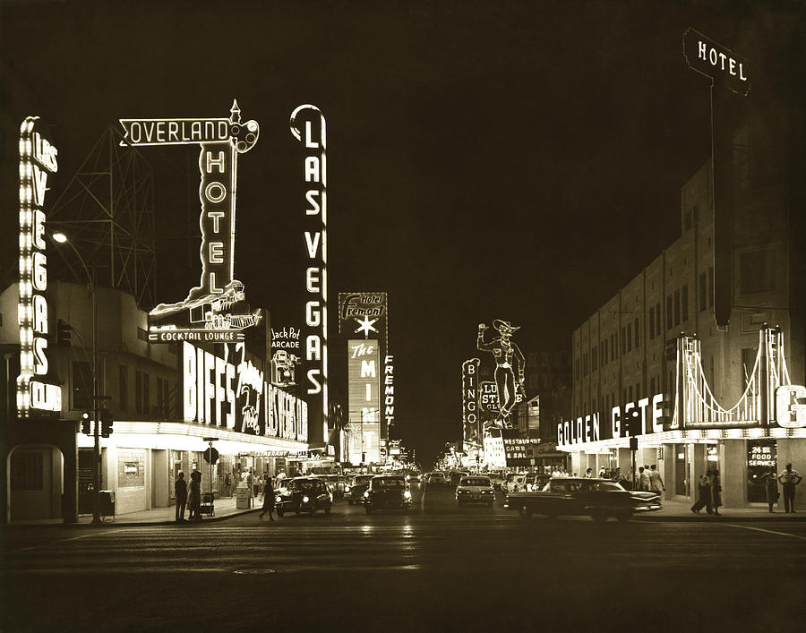 Las Vegas Photograph - The Las Vegas Strip by Underwood Archives