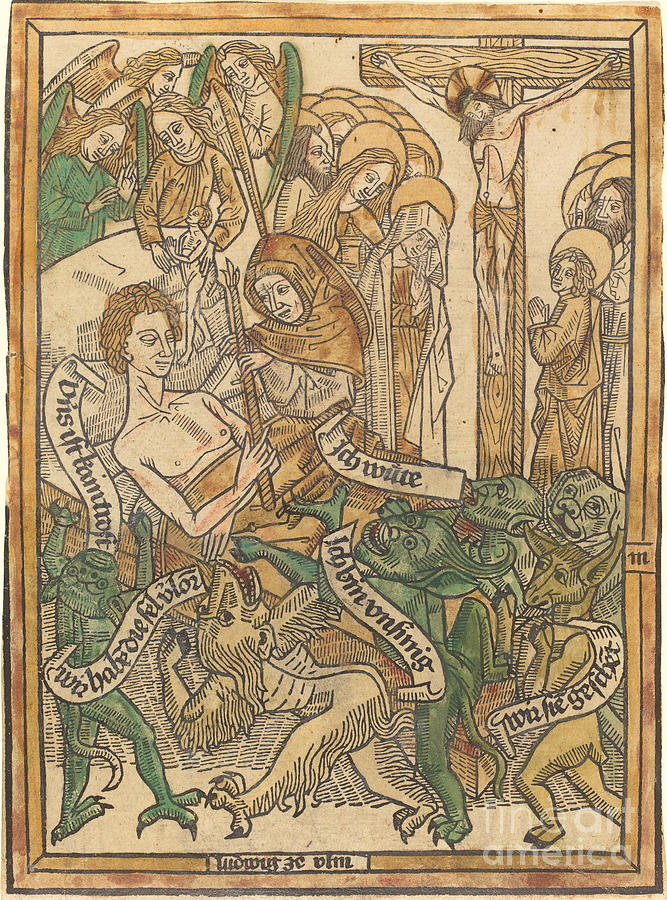 The Last Agony Of The Dying Man Drawing by German 15th Century - Fine ...