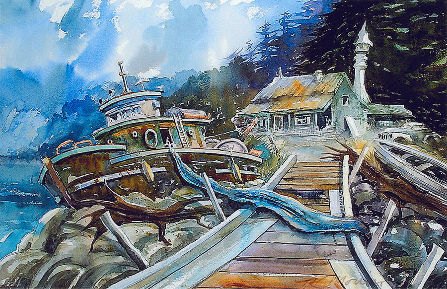 Boat Painting - The Last Bastion..on the Beach by Ron Morrison Boat Painting - The Last Bastion..on the Beach by Ron Morrison