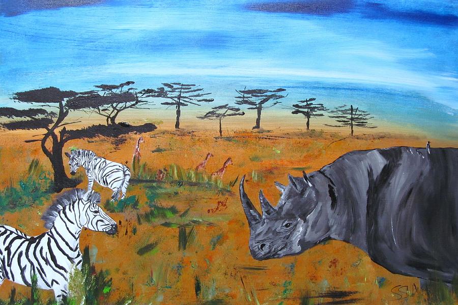 Giraffe Painting - The Last Black by Susan Voidets
