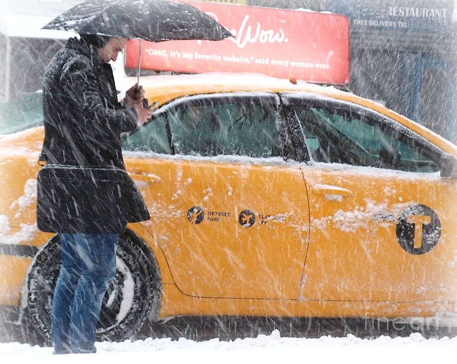 The Last Cab - Winter in New York Photograph by Miriam Danar