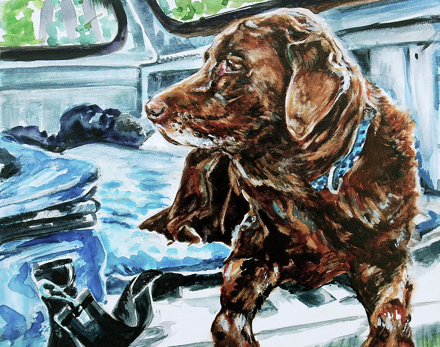 Dog Painting - The Last Fishing Trip by Margaret Donat