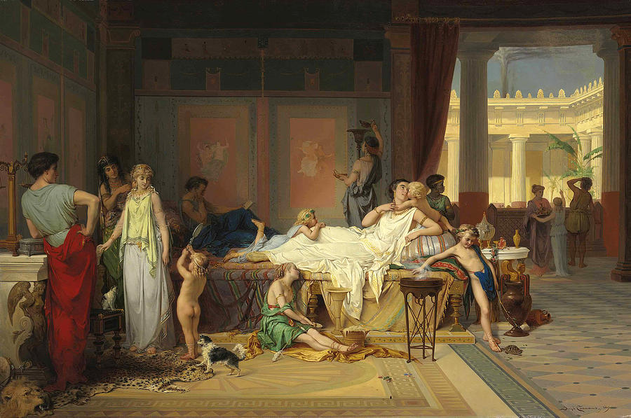 The Last Hour of Pompeii. The House of the Poet Painting by Pierre Olivier Joseph Coomans