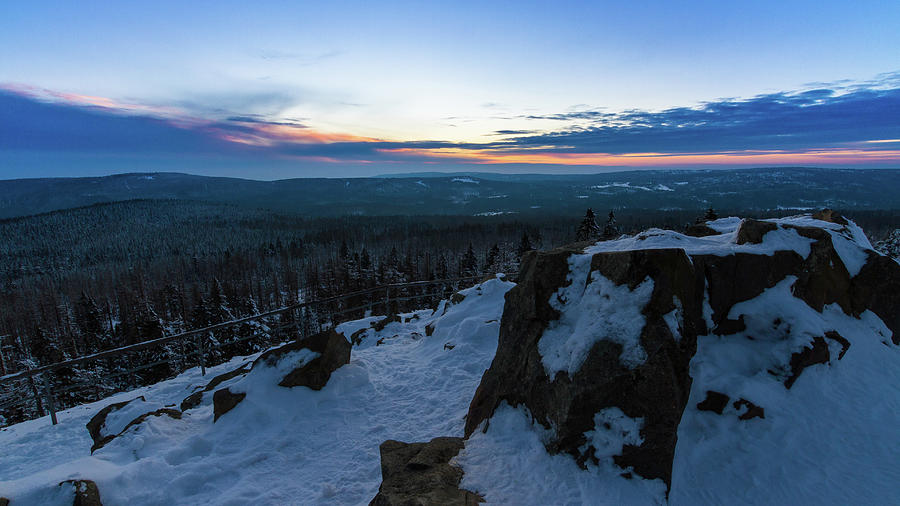 Sunset Photograph - the last light of the day in the Harz mountains by Andreas Levi