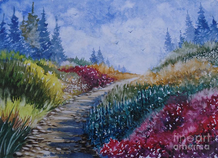 Flower Painting - The Last Path, Watercolor Painting by David K Myers