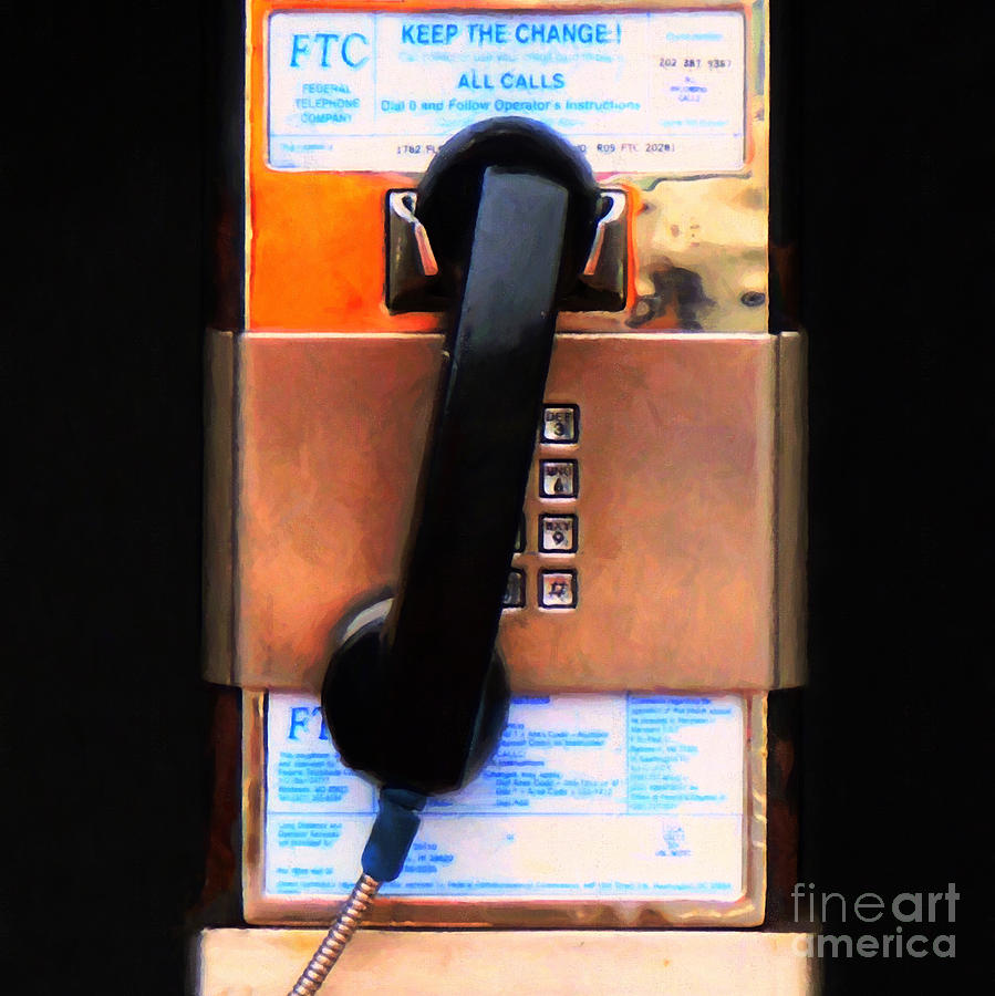 The Last Pay Phone On Earth 20150901 painterly v2 square Photograph by Wingsdomain Art and Photography