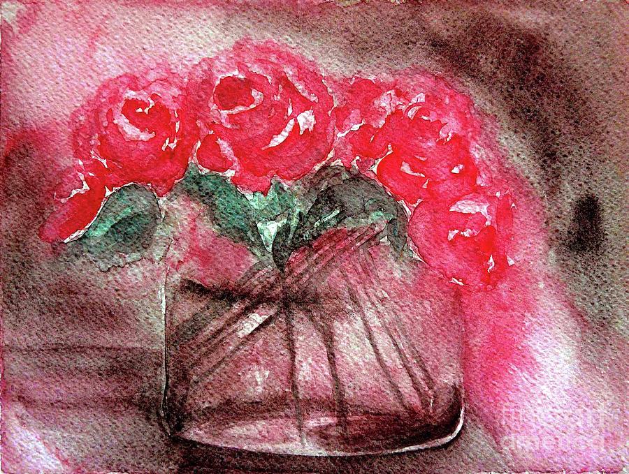 The Last Red Roses Painting by Jasna Dragun