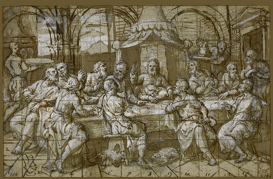 The Last Supper Drawing by Pomponio Amalteo