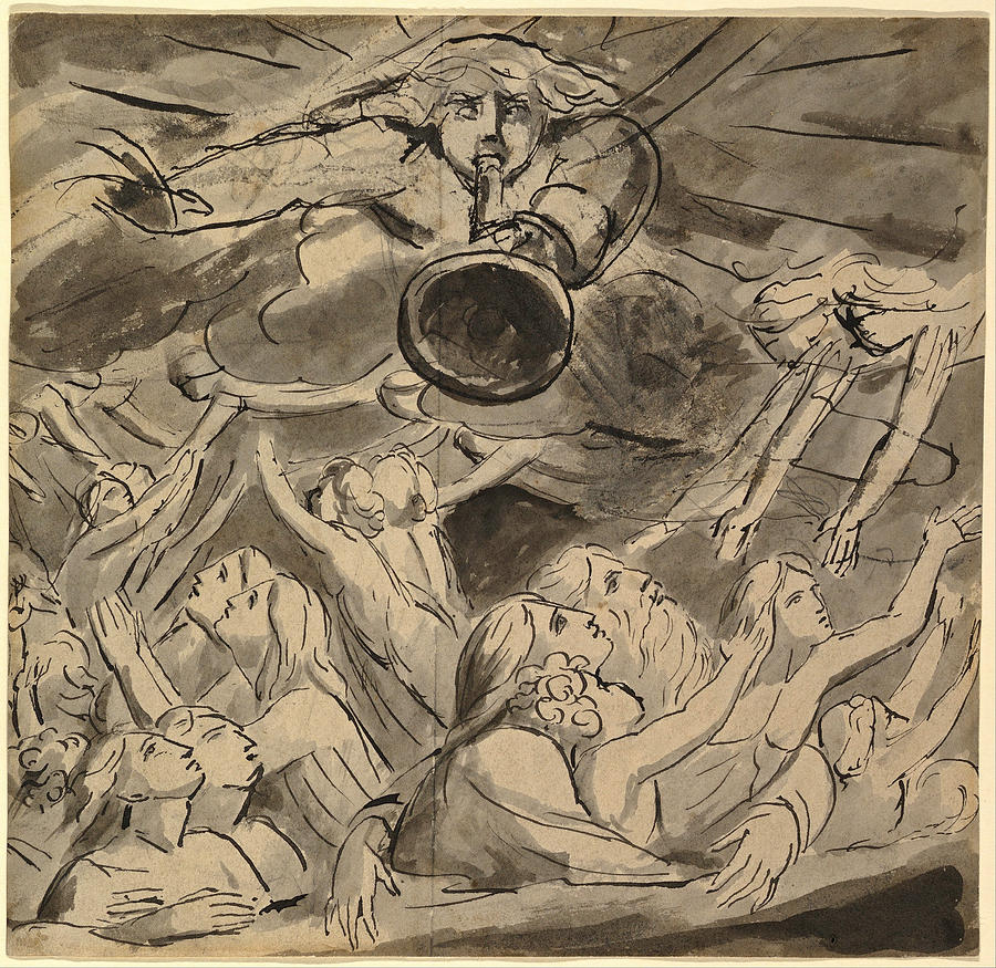 William Blake Drawing - The Last Trumpet  by William Blake