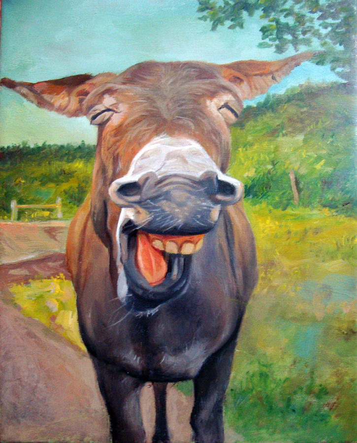 The Laughing Donkey Painting by Bakhtiyar Qasimov