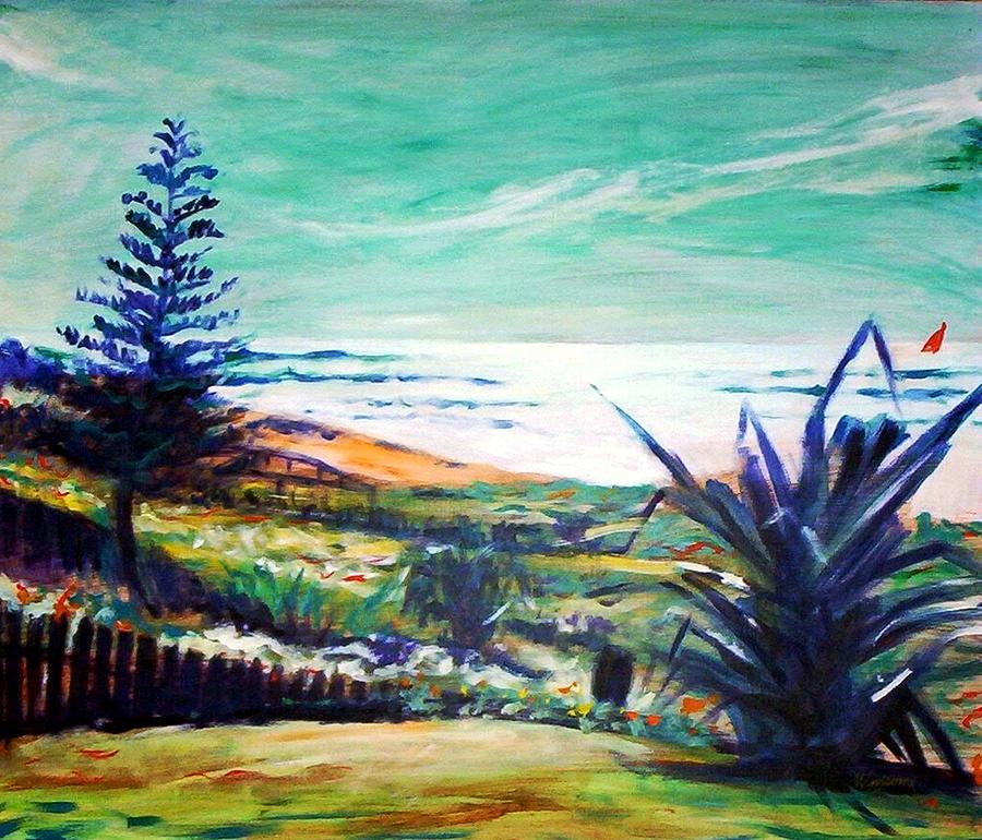 Beach Painting - The Lawn Pandanus by Winsome Gunning