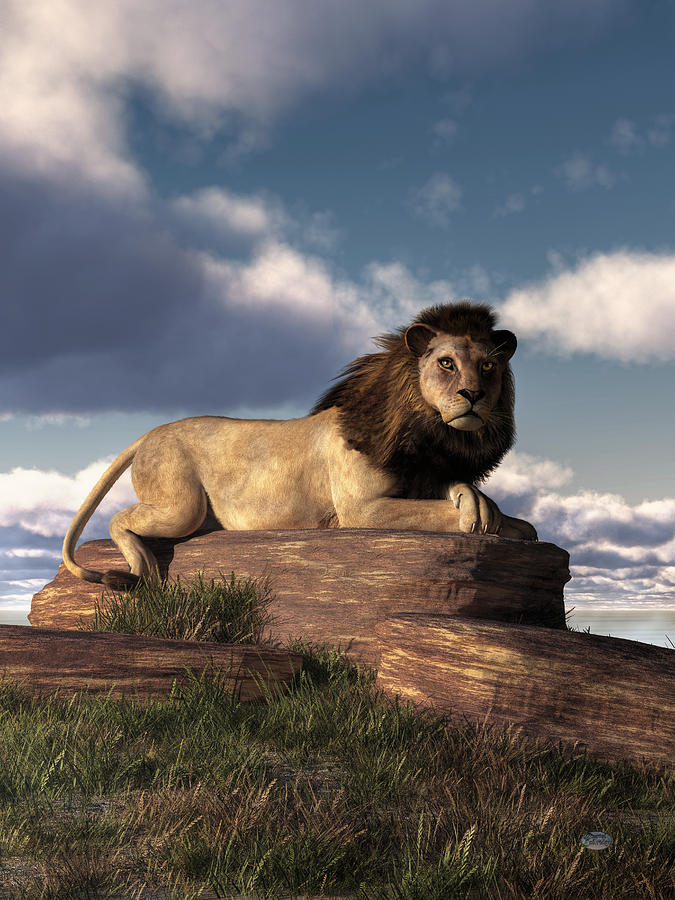 The Lazy Lion Digital Art by Daniel Eskridge