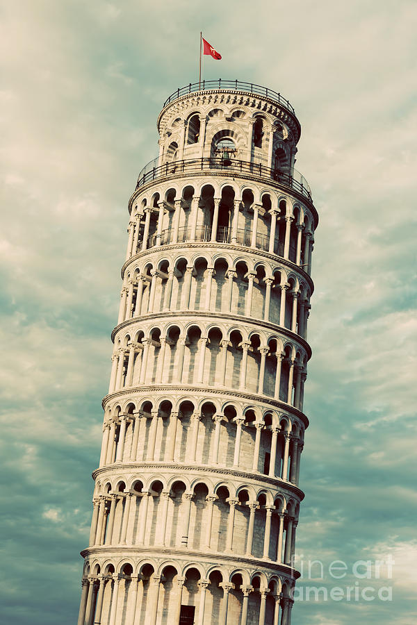 The Leaning Tower of Pisa, Tuscany, Italy. Vintage, retro Photograph by Michal Bednarek