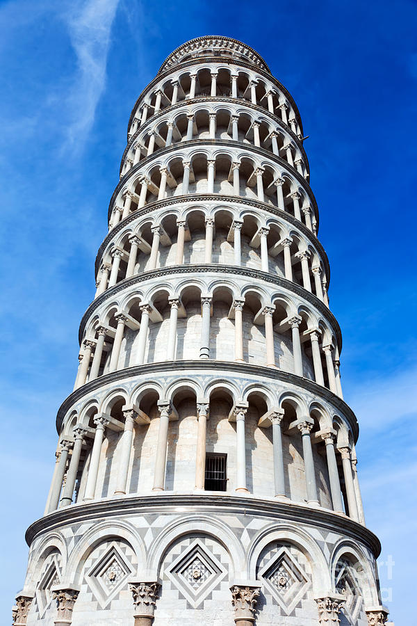 The Leaning Tower of Pisa, Tuscany, Italy. Wide angle view Photograph by Michal Bednarek