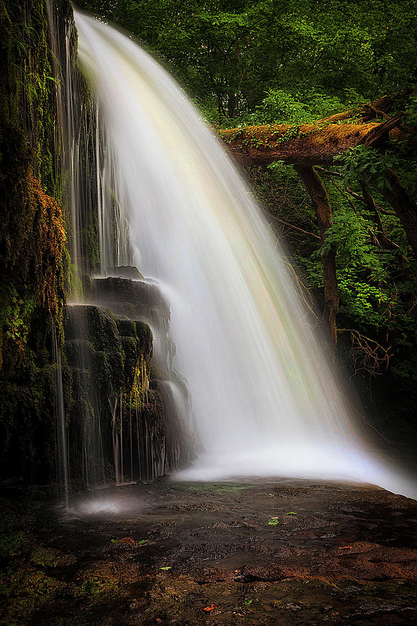 Waterfall Photograph - The ledge at Sgwd Clun Gwyn waterfall by Leighton Collins