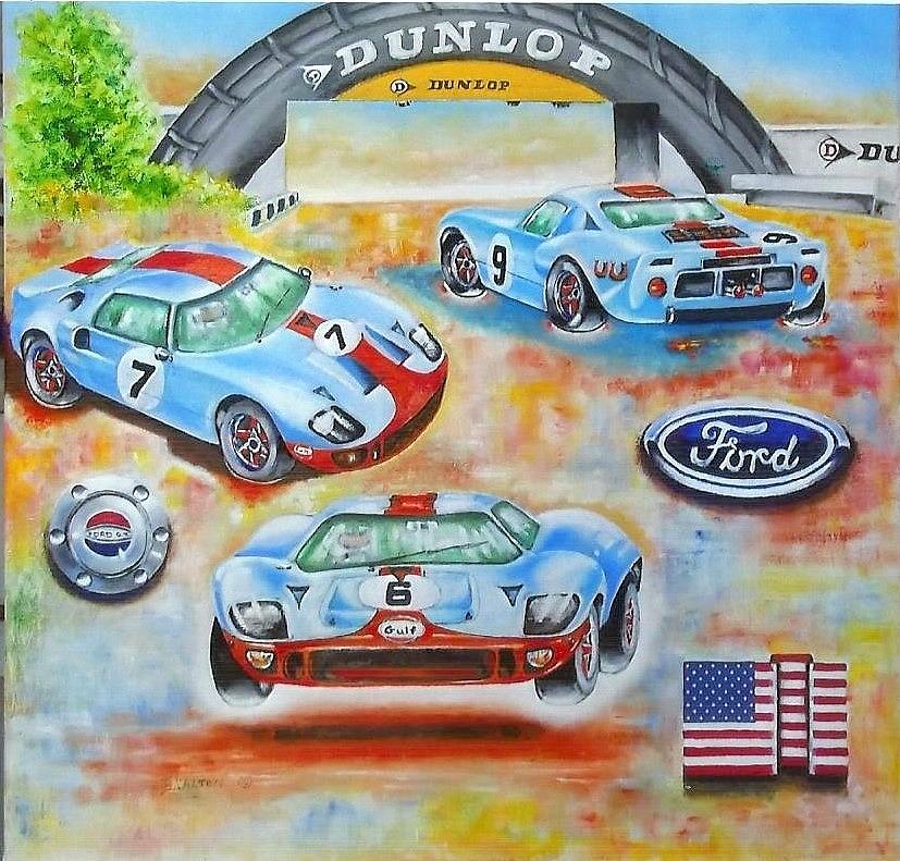 Sports Cars Painting - The legendry Ford GT 40 by Anne Dalton