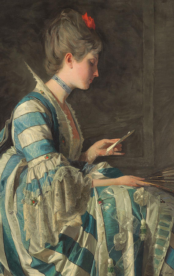 Portrait Painting - The Letter by Domenico Induno