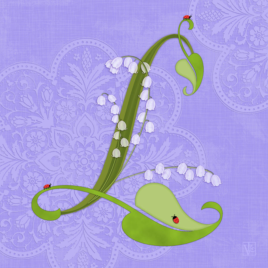 The Letter L for Lily of the Valley Digital Art by Valerie Drake Lesiak