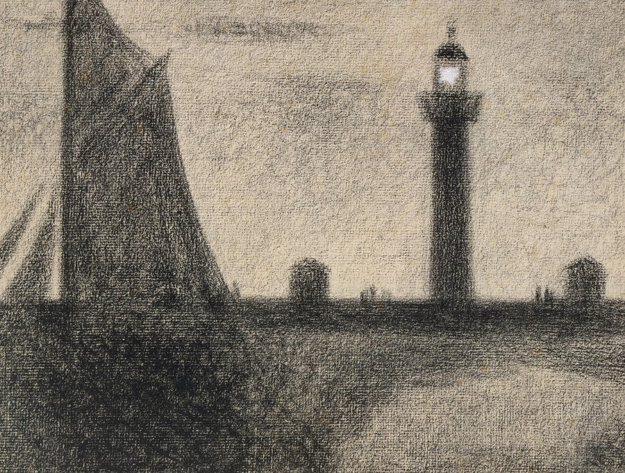 The Lighthouse at Honfleur Drawing by Georges Pierre Seurat