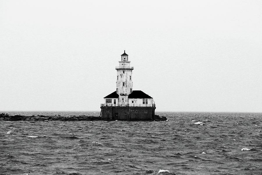 Chicago Photograph - The Lighthouse Black and White by D Justin Johns