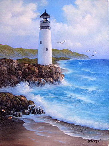 Lighthouse Painting - The Lighthouse by Francine Henderson Lighthouse Painting - The Lighthouse by Francine Henderson