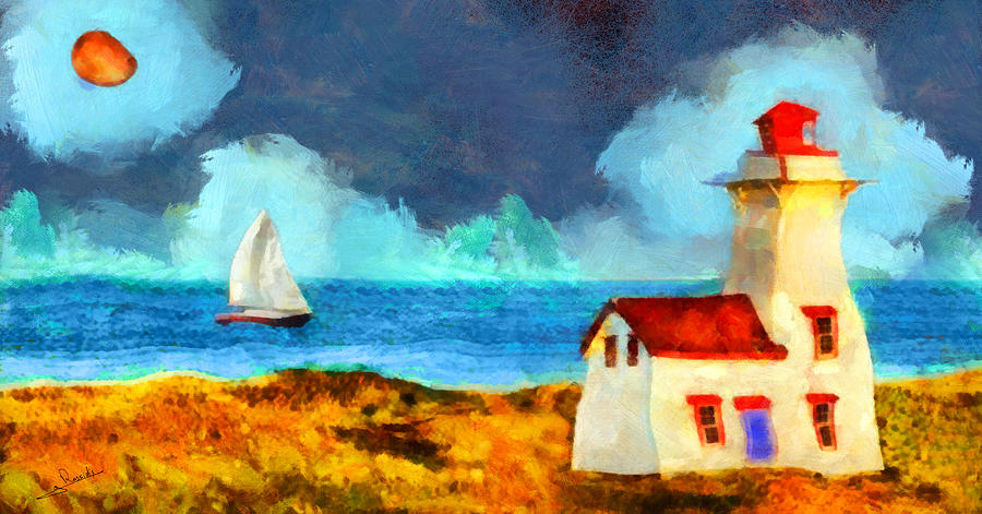 The lighthouse Painting by George Rossidis