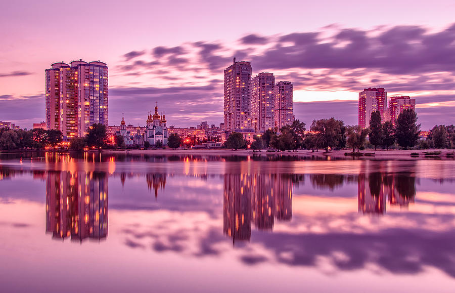 The Lights Of The Evening Lake Photograph by SvS Art Photo