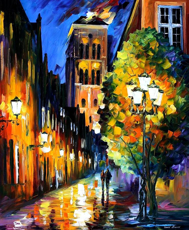 The Lights Of The Old Town Painting by Leonid Afremov | Fine Art America
