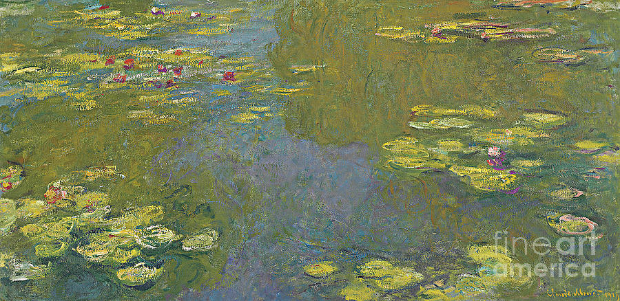 Claude Monet Painting - The Waterlily Pond, Le bassin aux nympheas, 1919 by Monet by Claude Monet