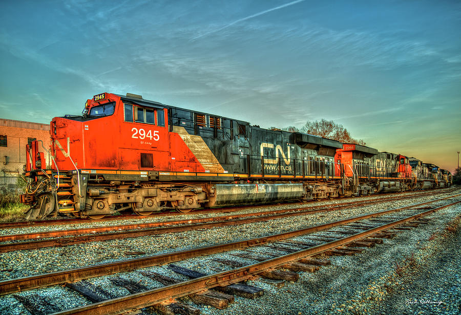 CN 2945 The Line Up Canadian National Norfolk Southern Locomotives Art Photograph by Reid Callaway