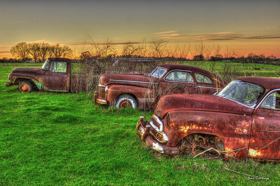 The Line Up Rusty Classic Historic Rusty Car Art Photograph by Reid Callaway